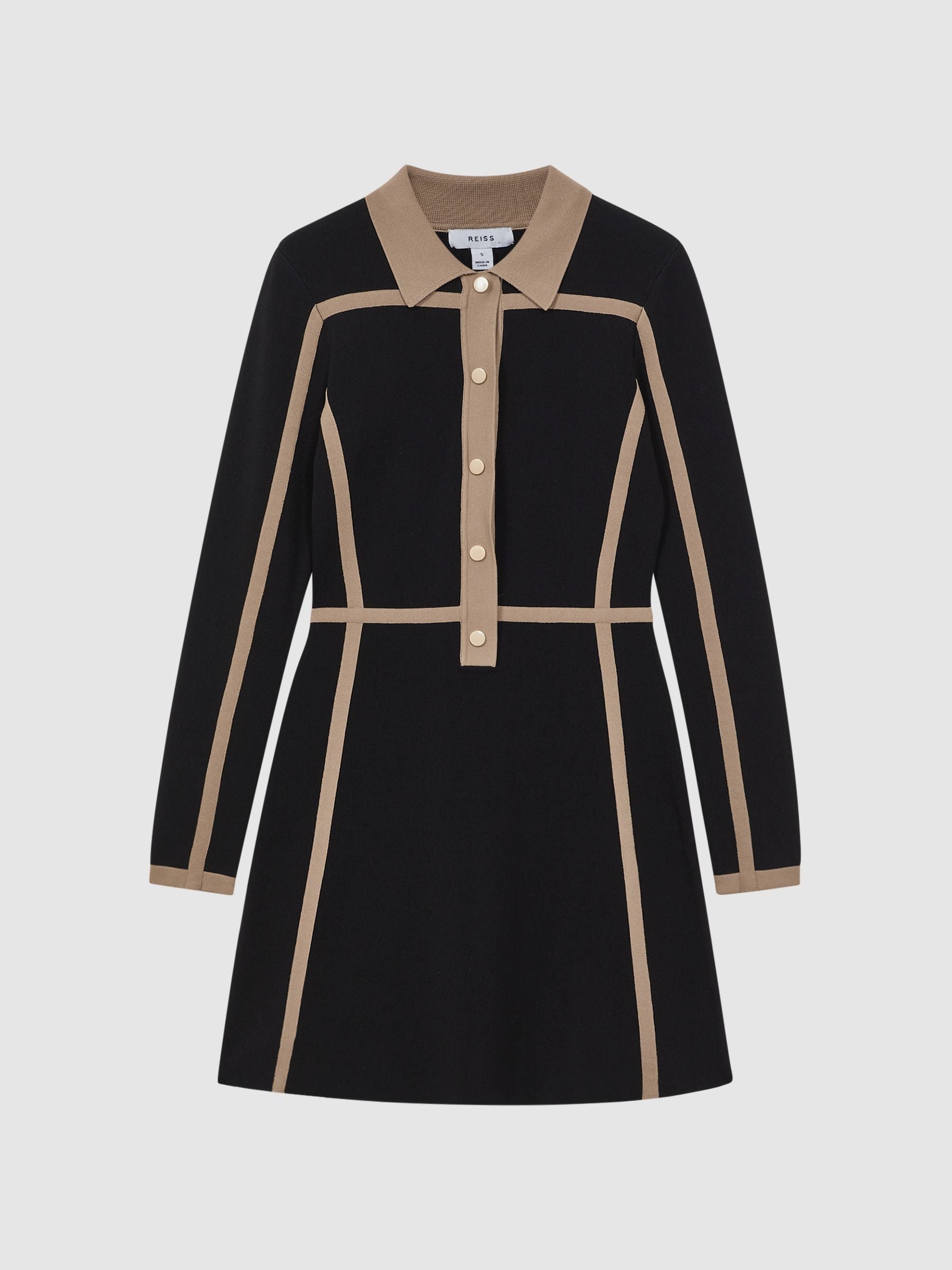 Contrast trim press-stud mini dress