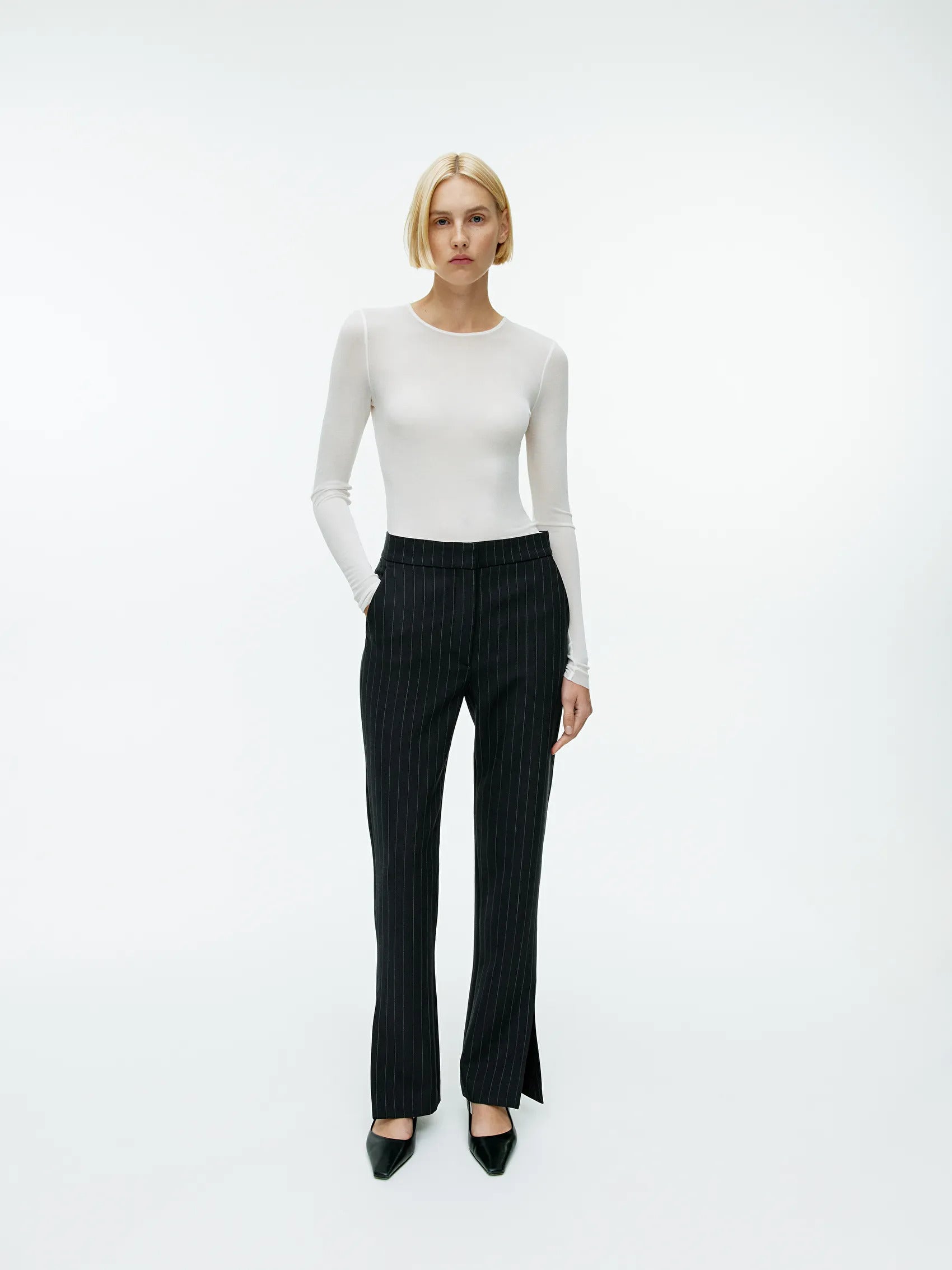 Flared Pinstripe Trousers