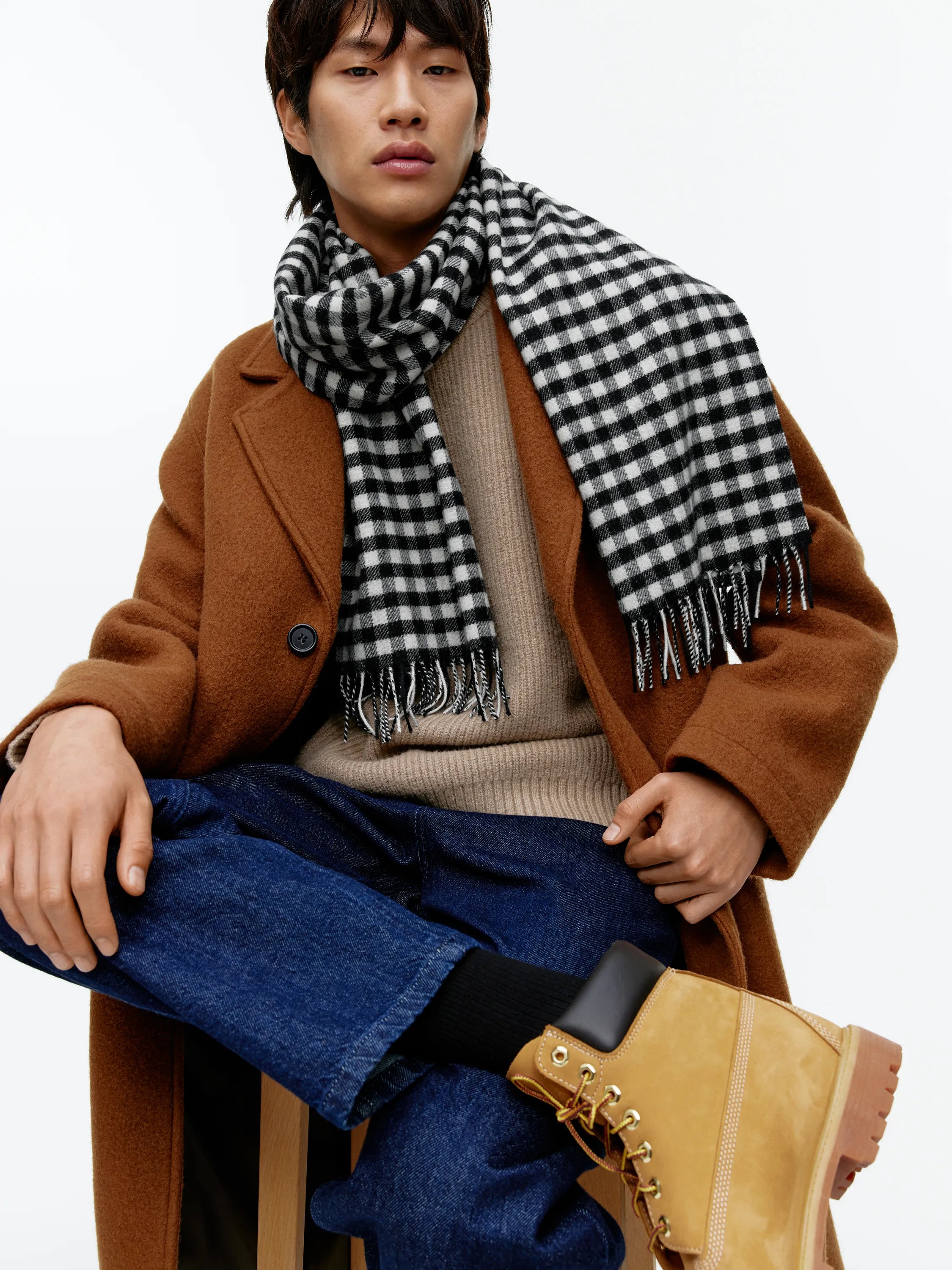 Checked Wool Scarf