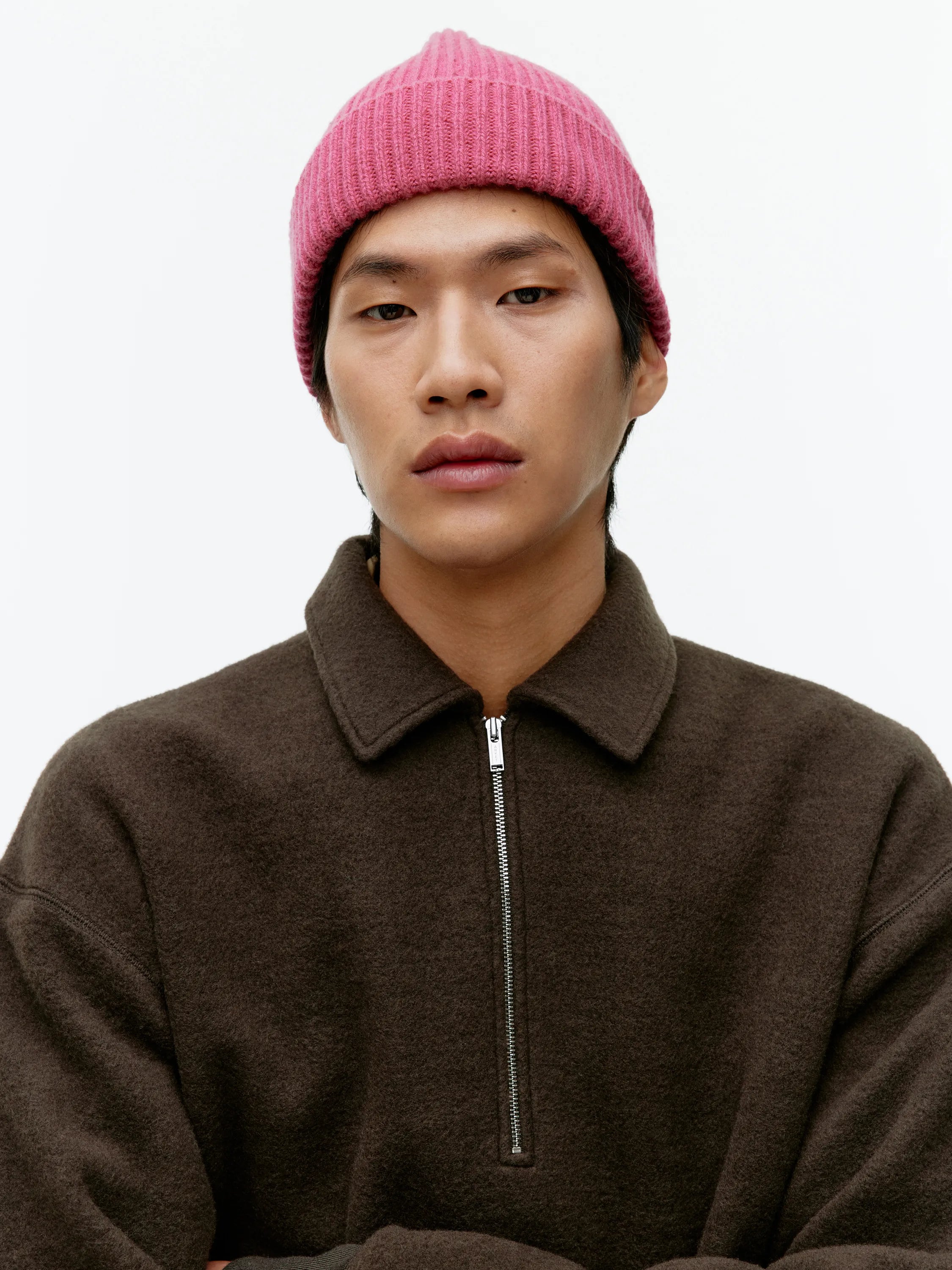 1/3 Rib-Knit Wool Beanie