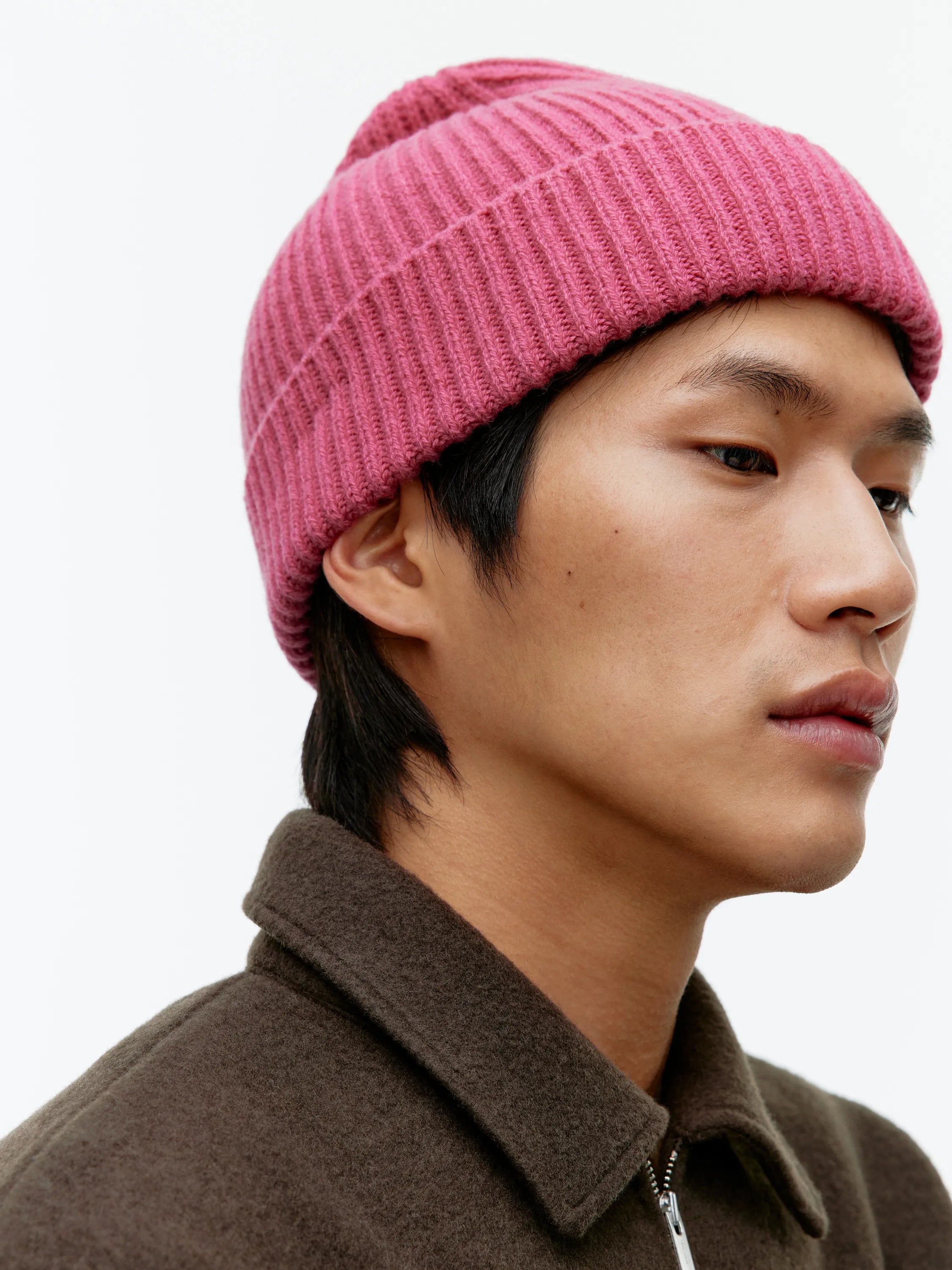 1/3 Rib-Knit Wool Beanie