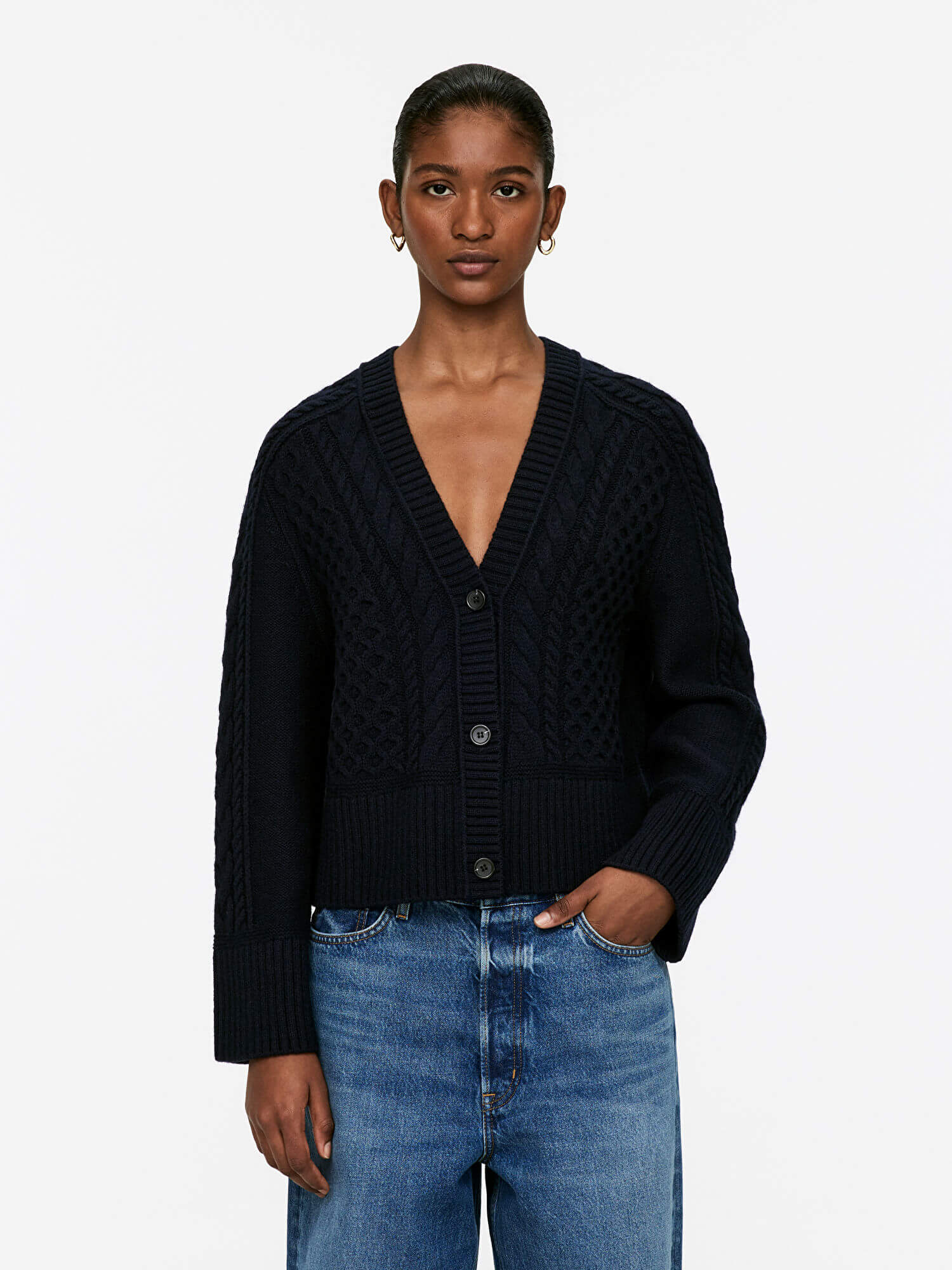 Cable-Knit Wool Cardigan