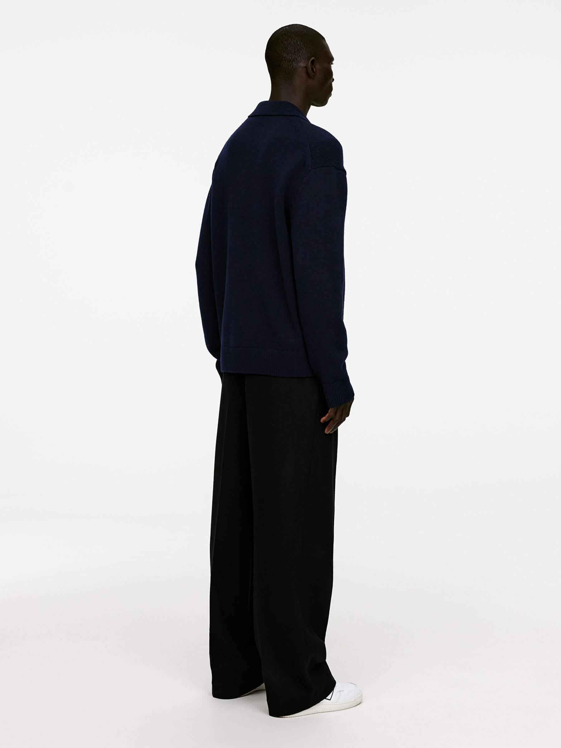 Knitted Wool Zip Polo Shirt