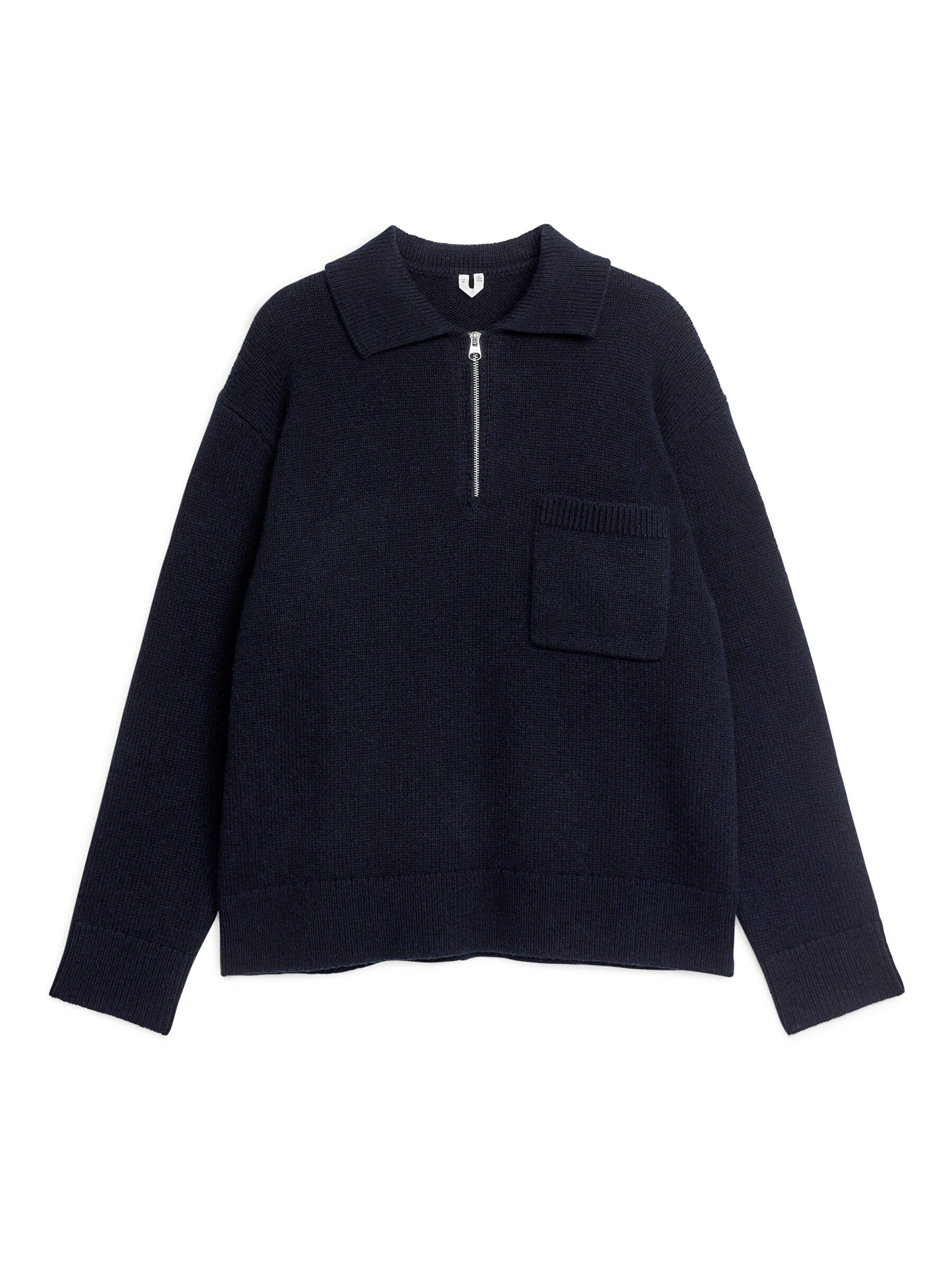 Knitted Wool Zip Polo Shirt
